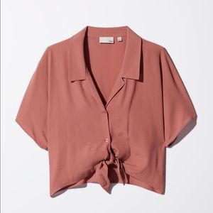 Aritzia Wilfred Free Front-Tie Blouse